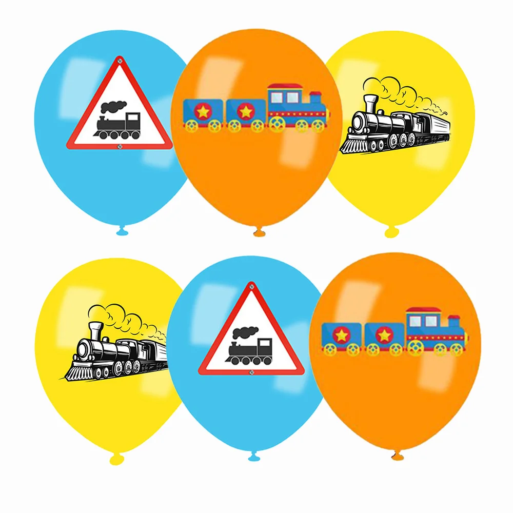 15pcs Railroad Crossing Train Balloons Set 12 Inches Latex Balloons Train Birthday Traffic Sign Party Decorations Supplies