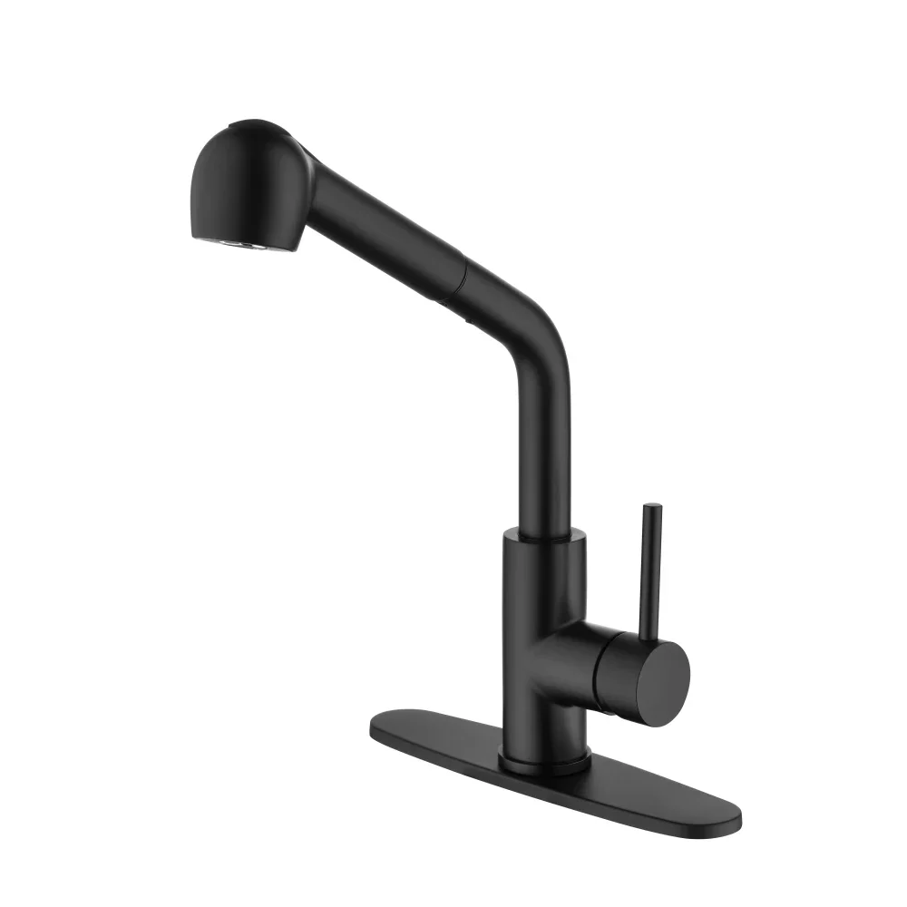 Matte Black Kitchen Faucets with Pull Down Sprayer Single Handle Kitchen Sink Faucet with Pull Out Sprayer