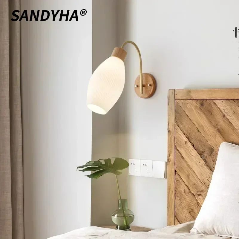 

SANDYHA Nordic Style Wall Lamp White Round Glass Design LED Lamp for Living Room Bedroom Decoration Home Study Lighting Fixtures