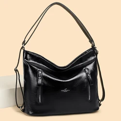 2025 Vintage Women Shoulder Crossbody Bag Female Brand Casual Big Totes High Quality PU Leather Ladies Hobo Messenger Bag Sac