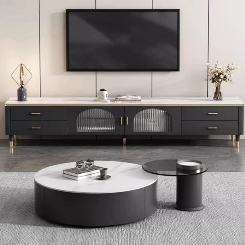 

Clear Hardcover Luxury Coffee Table Modern Design Black Floor Round Coffee Table Living Room Mesa Centro Salon Nordic Furniture