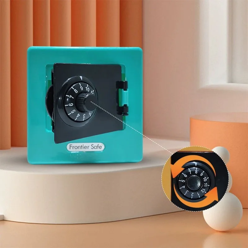 صندوق نقود بنك صغير مع كلمة مرور دوارة ، صندوق توفير ، إيداع تلقائي ، صحافة تلقائية ، آمنة ، هدية عيد الميلاد ، عملات معدنية
