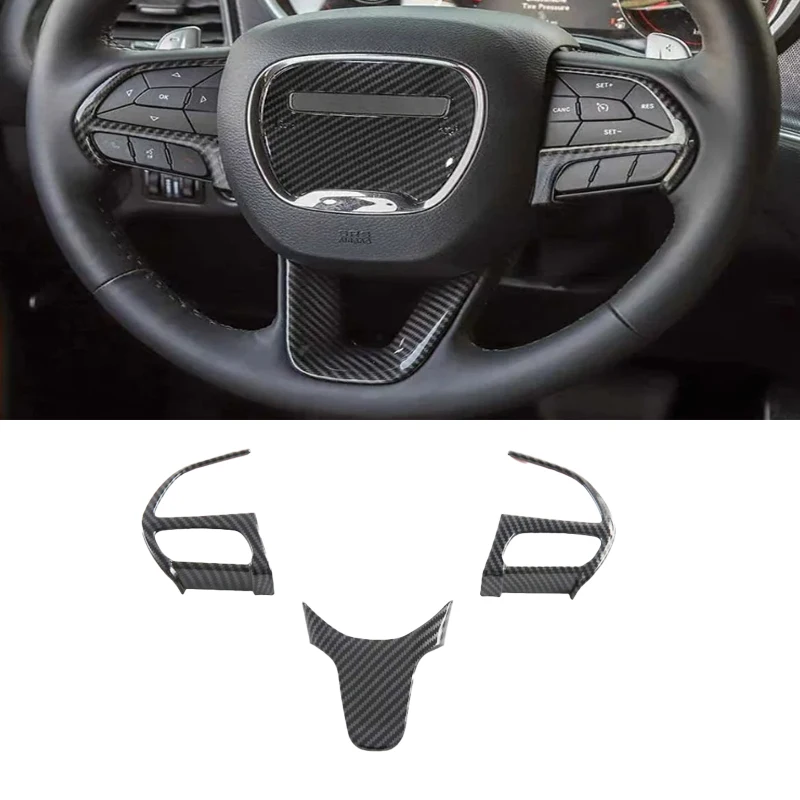 

Для Chrysler 300c 2015-2021 ABS углеродное волокно салона автомобиля рулевое колесо кнопка управления декоративная крышка рамка отделка