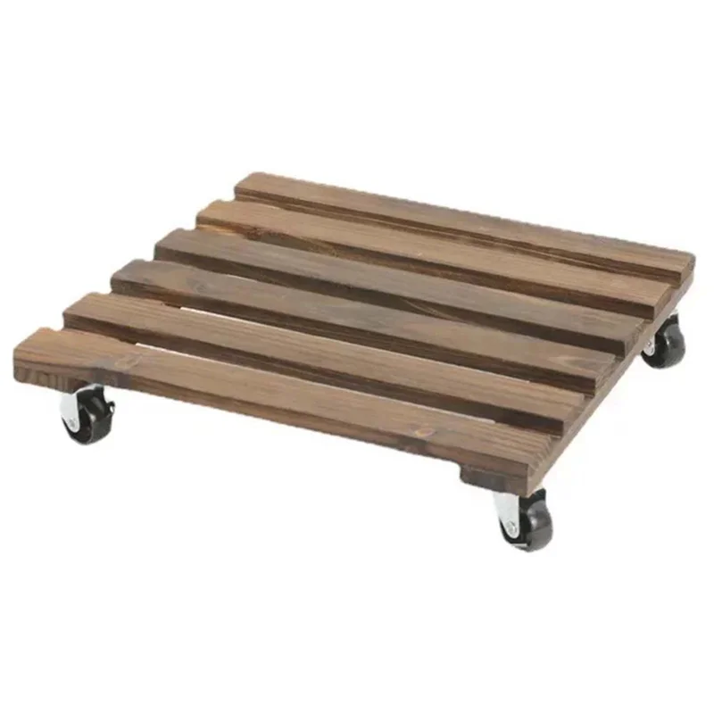 

KB-Flower Pot Tray, Potted Plant Stand, Rack, Bonsai Round Wheel Flower Pot, Wooden Stand