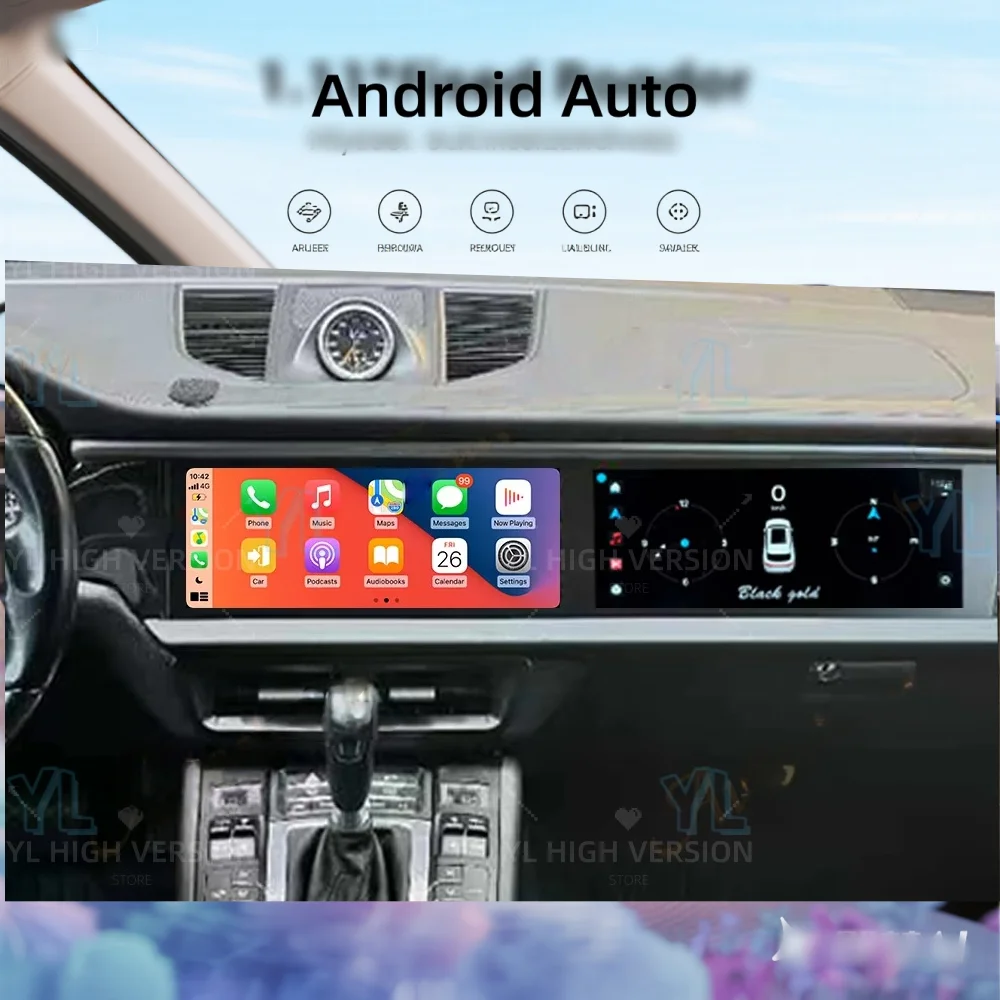 

YYLL BT 12,3 "двойной экран Qualcomm Android для Porsche Macan 2018 ~ 2024 автомобильное мультимедийное автомобильное радио GPS-навигация головное устройство