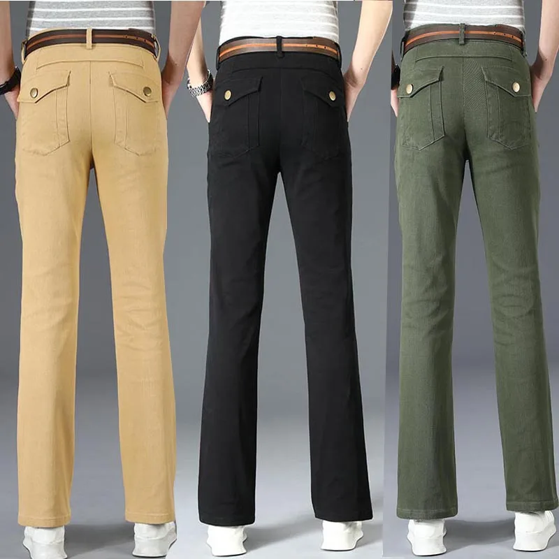 Men's Micro-Flare Casual Trousers Korean Style Trendy Stretch Slim-Fit Men's Flared Pants Classic Design Flared Pants