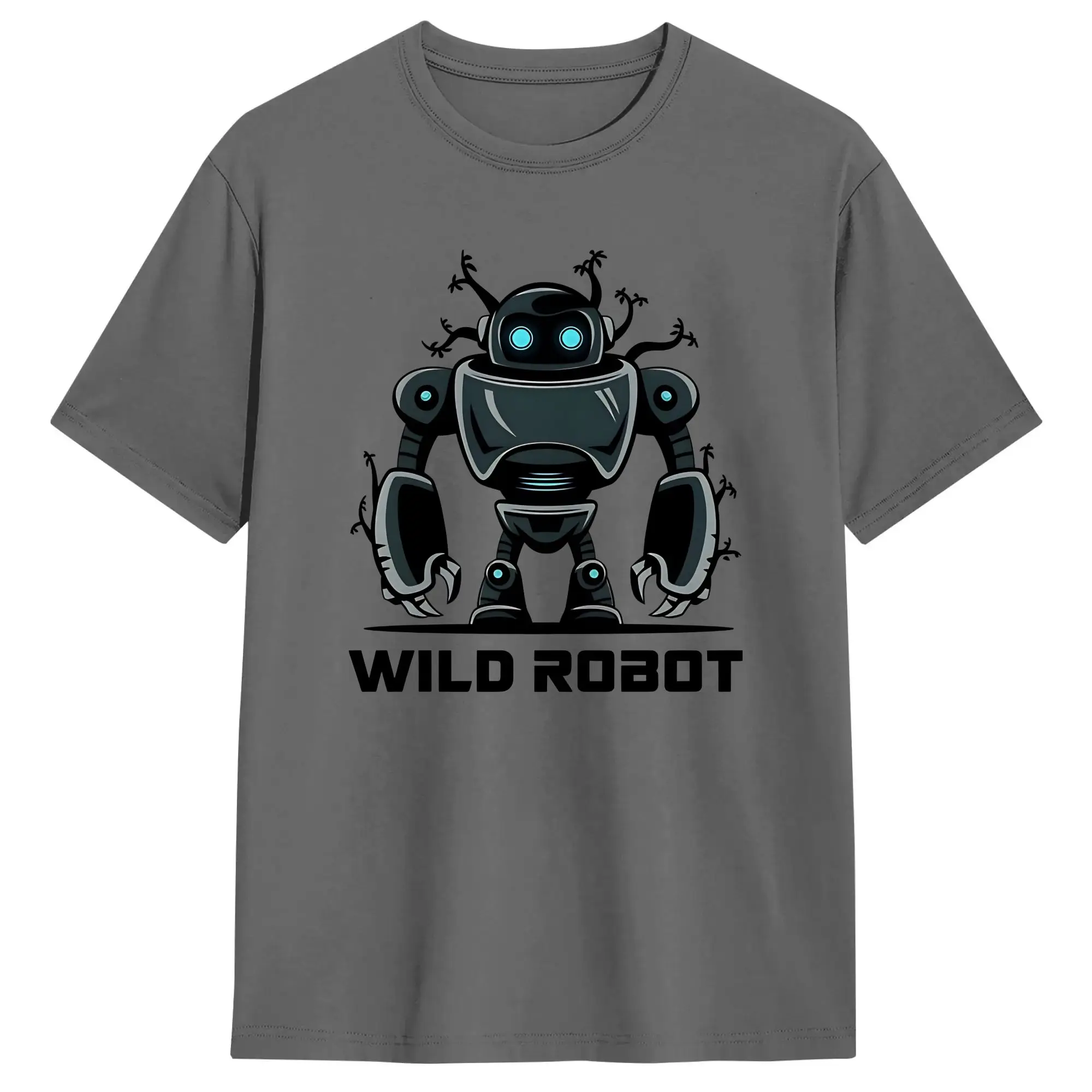 Camisetas de Robôs Fofos para Homens e Mulheres, Camiseta de Algodão Divertida com Estampa de Robôs Selvagens, Gola Redonda, Manga Curta, Tamanhos Gra