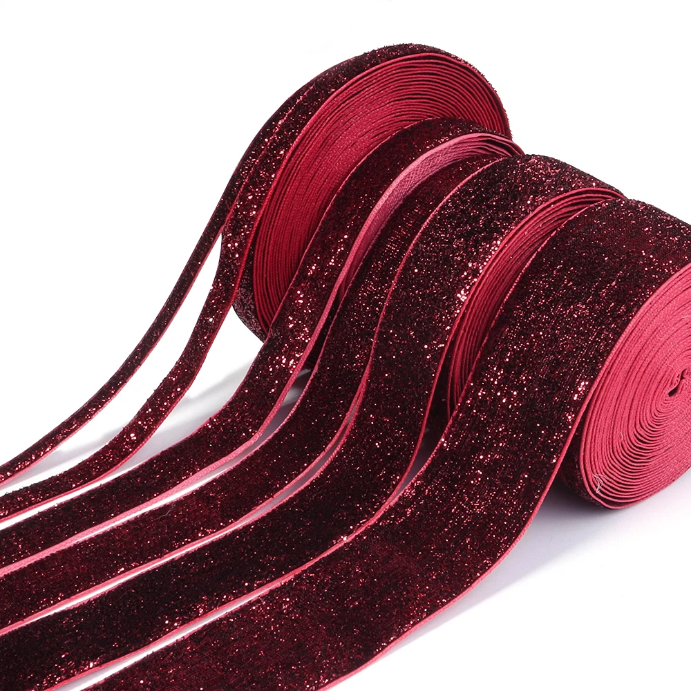 

5/10Yards Gold Silver Single Face Glitter Velvet Ribbons For DIY Crafts Sewing Fabric Christmas Party Wedding Supplies Gift Wrap