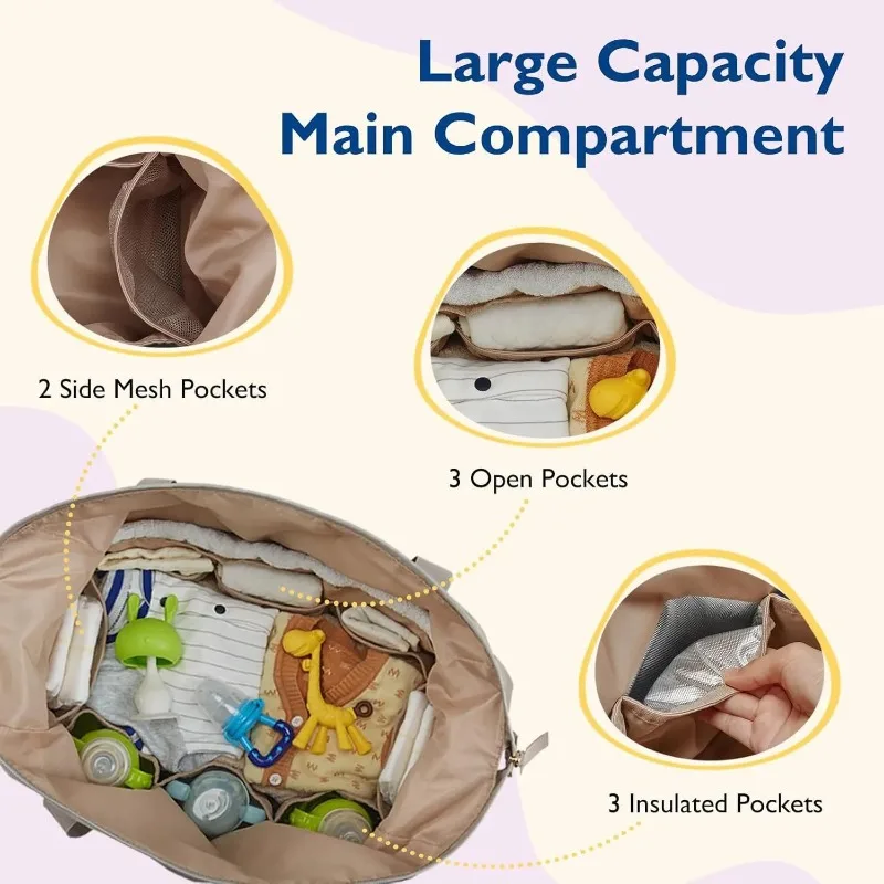 1pc 17.7x9.1x11.8cm Baby Diaper Bag Handbag Large Capacity Travel Diaper Bag Birth Hospital Bag Breast Nipple Bags Diaper Bags