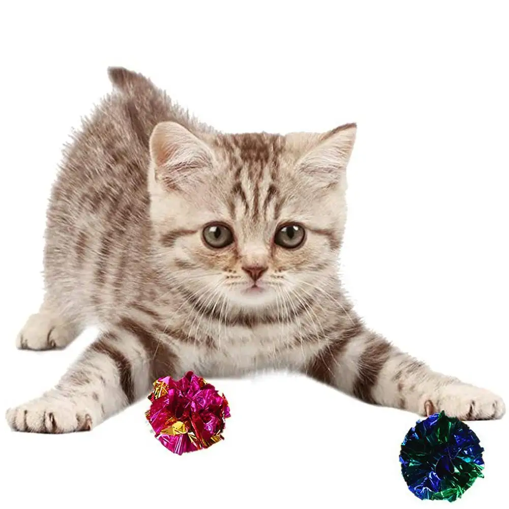 1/3/6/12 قطعة القط الملونة التجعيد كرات الصوت القصدير ورقة اللعب 5.5 سنتيمتر الحيوانات الأليفة القط رنين كرات الورق لعبة تفاعلية ل هريرة القط Acce #6