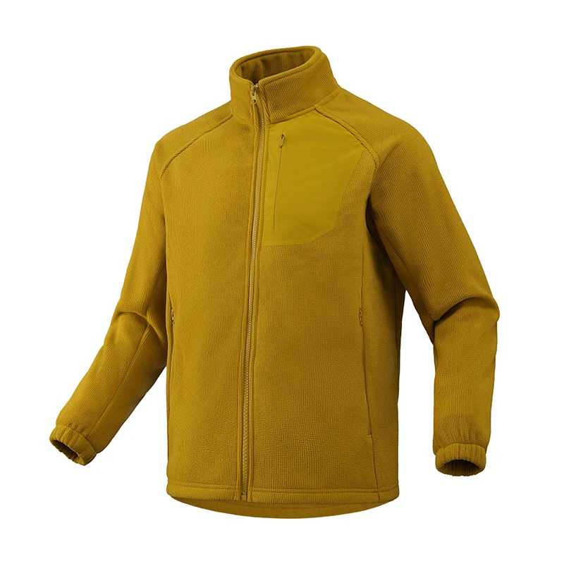 Men's Fleece Zip Up Outerwear Zipper Fleece-lined Stand Collar Thickened Outdoor Jacket Windproof Polar Fleece Coldproof Jackets