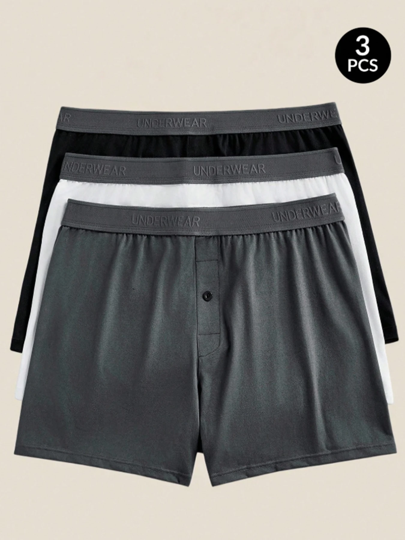 3-Piece Set Of Men's Solid Color Loose Shorts Sporty And Comfortable Plus Size Home Daily Flat Corner Shorts Simple Beach Shorts