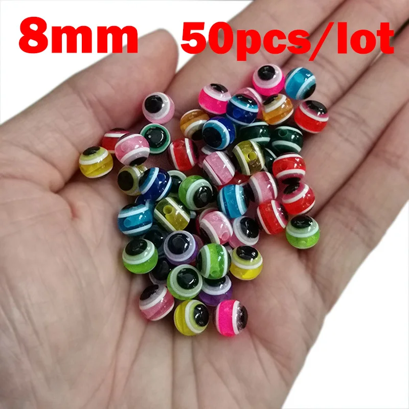 50 개/몫 물고기 눈 낚시 구슬 6mm 8mm 혼합 색상 빛나는 캐롤라이나 장비 세금 장비 낚시 구슬 DIY 키트베이스 낚시 태클
