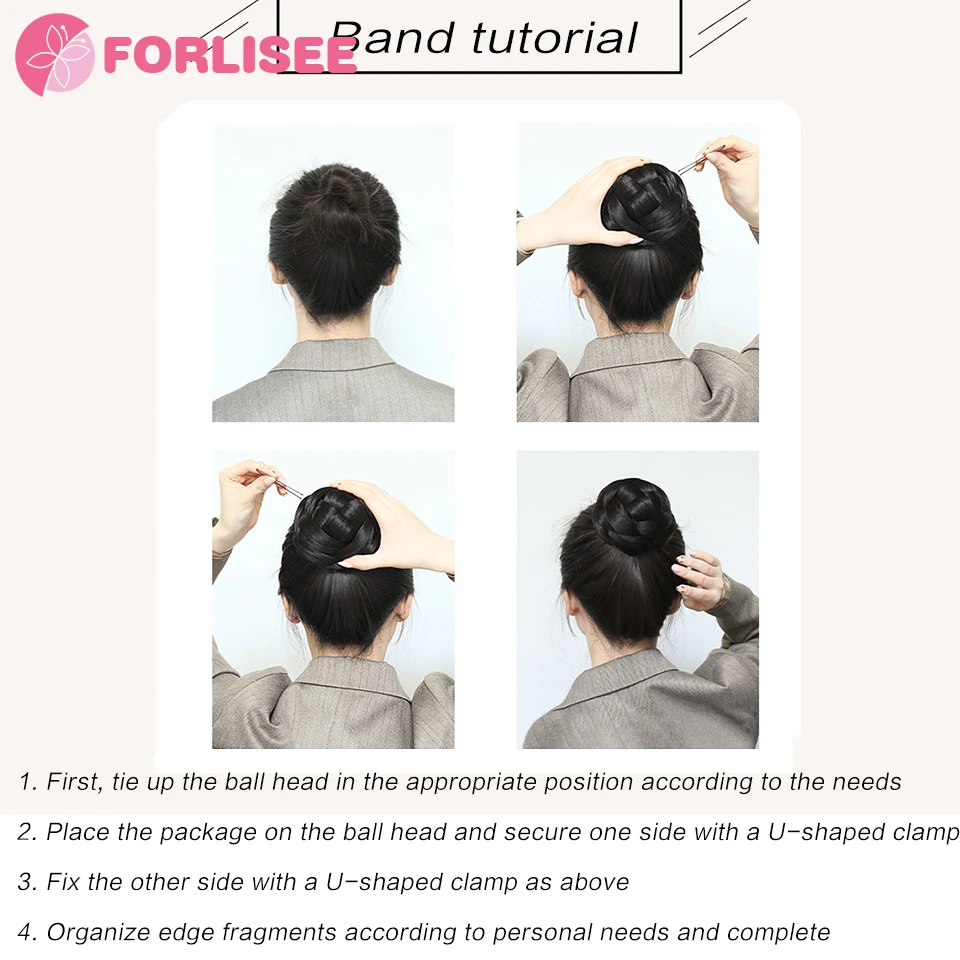 FORLISEE Synthetic Wan Zi Tou Wig Female Qianjin Princess Head Clamping Clip Ancient Style Wig Headband Decoration Wig Hair Ring