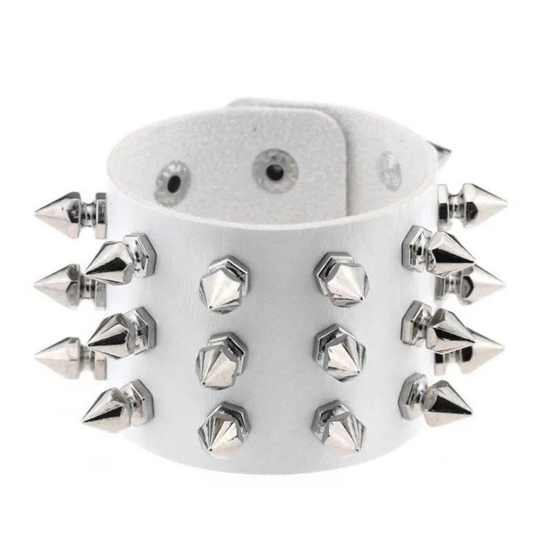 Vintage Leder Armband dreireihig cuspidal Spikes Niet Nieten breite Manschette Pu Leder Punk Gothic Rock Unisex Armband Männer Schmuck