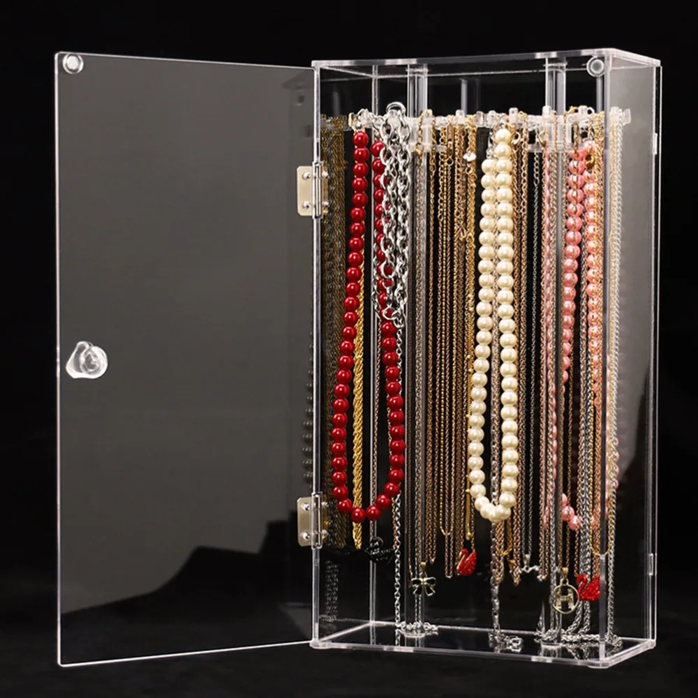 

Clear Acrylic Necklace Holder 24 Hooks Acrylic Jewelry Storage Stand Rotation Multifunctional Jewelry Display Stand