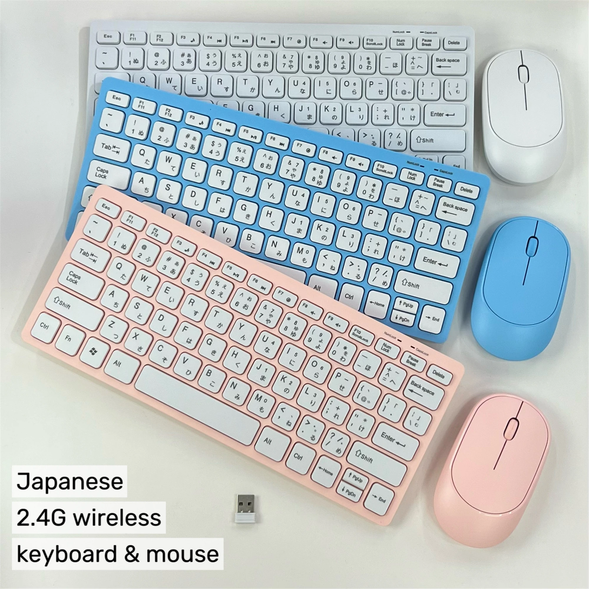 Japanese Spanish Russian Korean 2.4G Wireless Keyboard and Mouse Mini Combo Set For Notebook Laptop Mac Desktop PC Computer