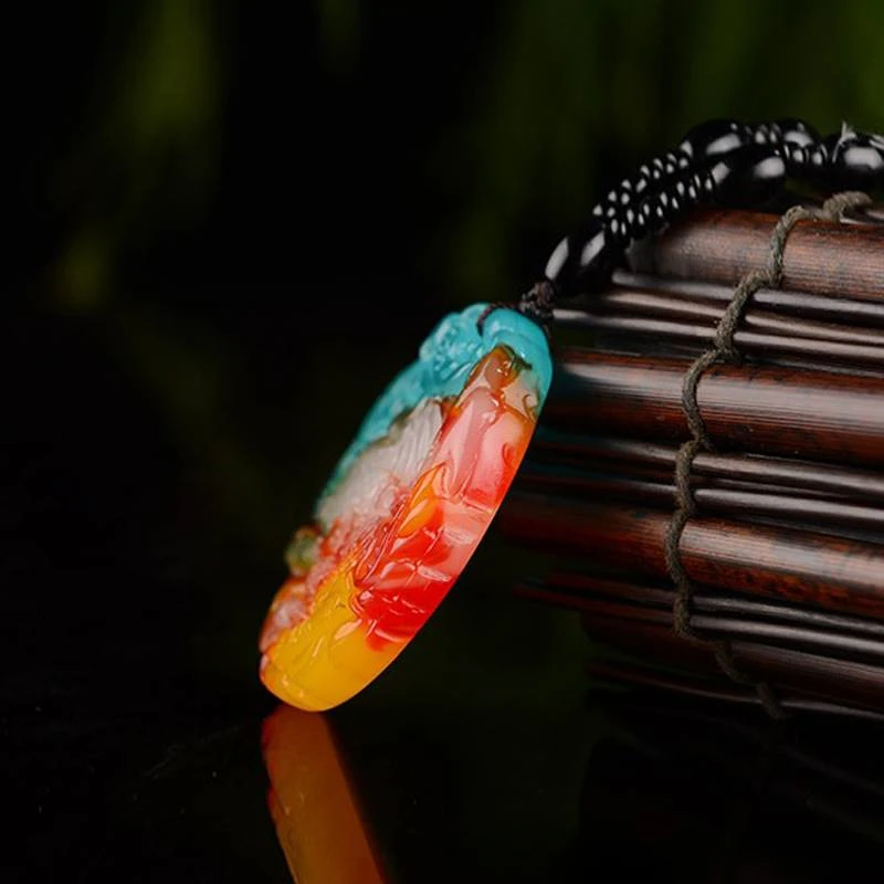 Gold wire and chicken blood covered with floating unicorn pendant Yu Kirin pendant