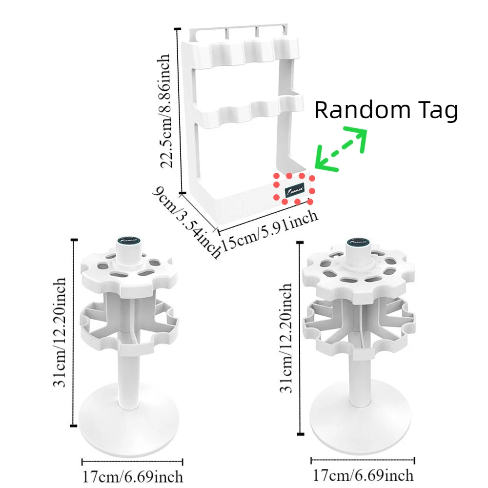 3/6/9 Position Laboratory Pipette Rack Universal 360 Degree Rotation Trapezoid Pipette Stander Anti-slip White