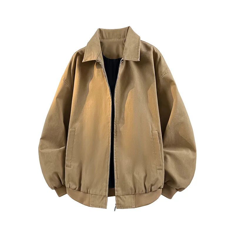 

Casual American Style Outdoor Jacket Spring Autumn Couple Match All-Match Hooded Thin Cloth Rabbit Fur Long Sleeve Coat