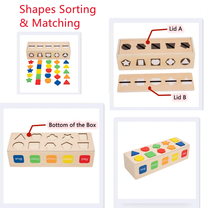 Montessori brinquedos educativos caixa de classificação de madeira cores/formas correspondência jogo moeda atividades para crianças fino motor habilidade prática