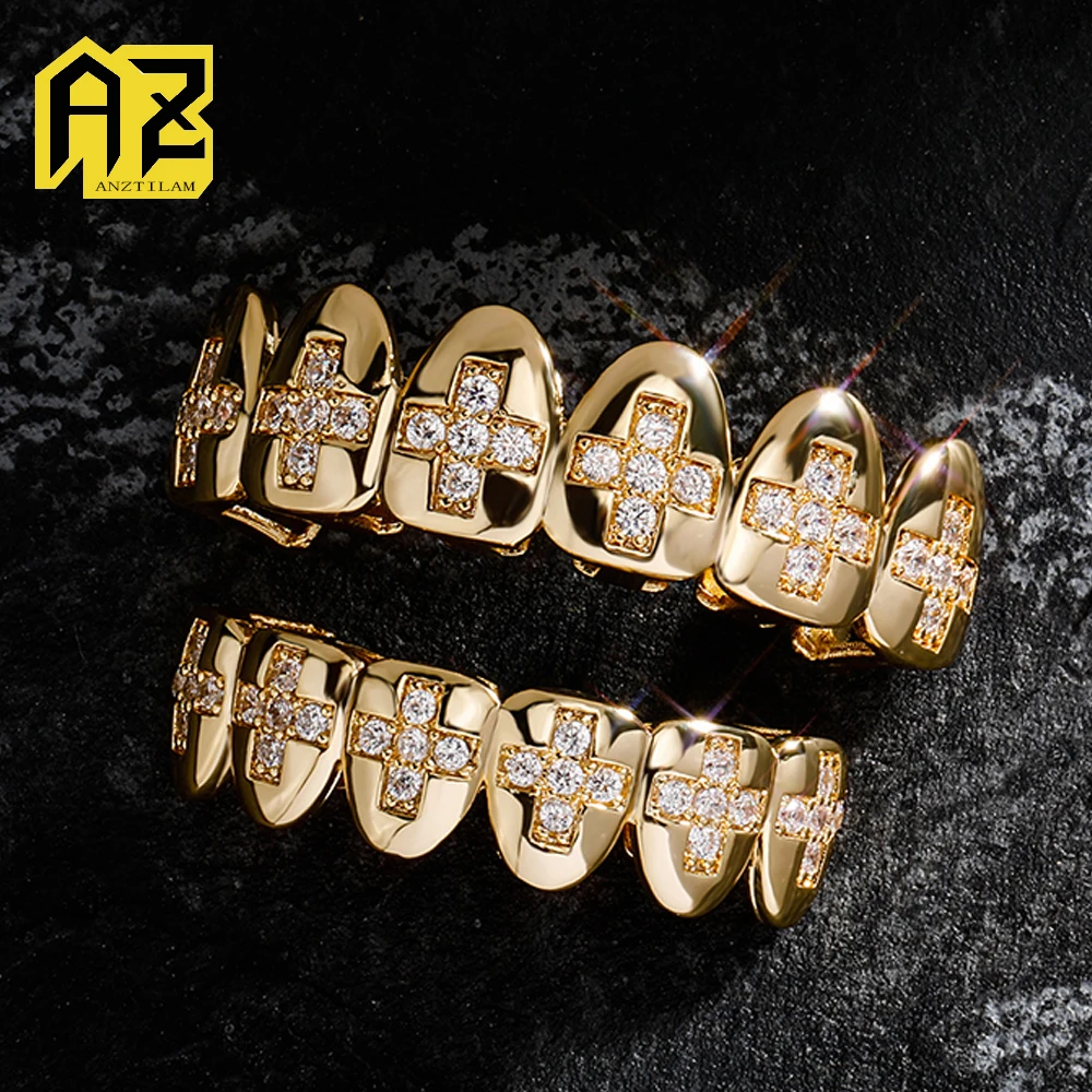 Bling Cross Iced Out Grills Teeth Men Women With Zircion Single Hip Hop Tooth Grillz Caps Fashion Jewelry