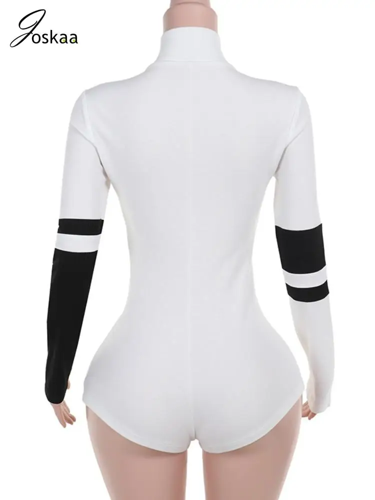 ملابس داخلية نسائية محبوكة متباينة من Joskaa بياقة مدورة وأكمام طويلة ضيقة من قطعة واحدة ملابس خروج عصرية لعام 2024 #5