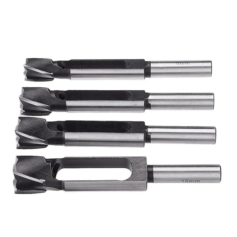 4 PCS 8/10/12/15Mm Wood Dowel Plug Cutter With 13Mm Shank, Tenon Dowel Cutting Tools Woodworking Drill Bit-Fishing Store