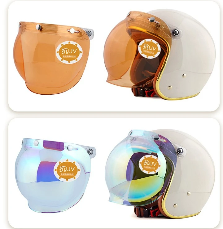 Motorcycle Helmet, Bubble Mirror, Retro Sunscreen, UV Protection, Eye Protection, Windshield Sand Lens, Three-button Universal