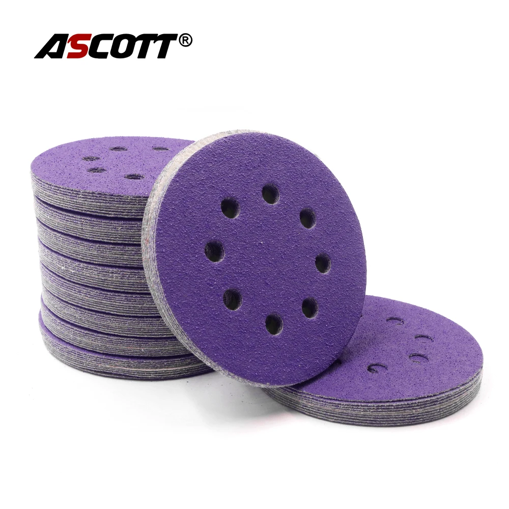 10pcs 5inch Purple Sandpaper Polishing Wheel Sand Paper Polishing Pad 125mm Flocked Sandpaper Tray Disc