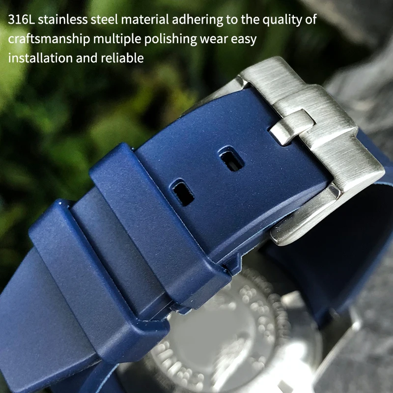 High Quality Silicone Rubber 21mm Watchband fit for Longines L3.781.4.9 HydroConquest Conquest Black Blue Gray Green Watch Strap view 3