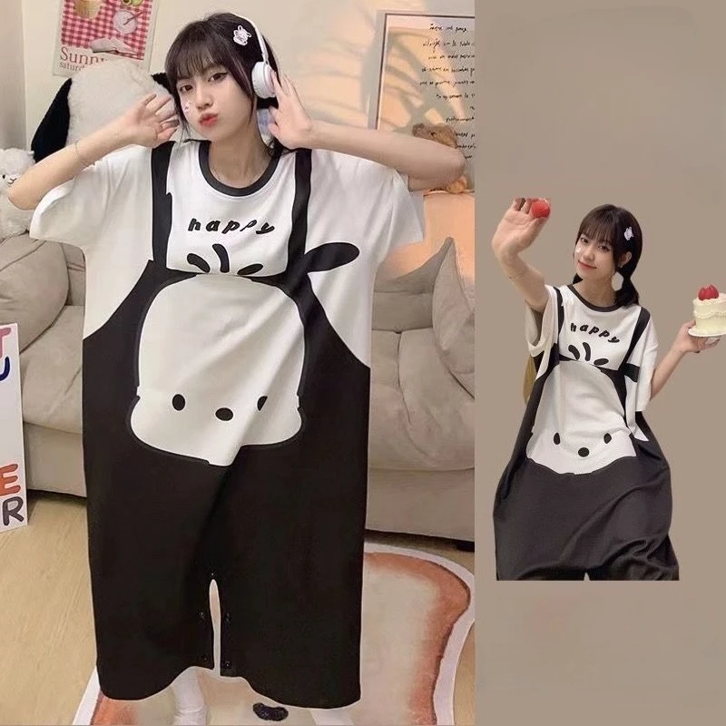 Sanrio Kuromi-mono estampado Cinnamoroll Bad Badtz-Maru para mujer, mono estético de estilo coreano, bonito y juguetón Y2k Clean Girl