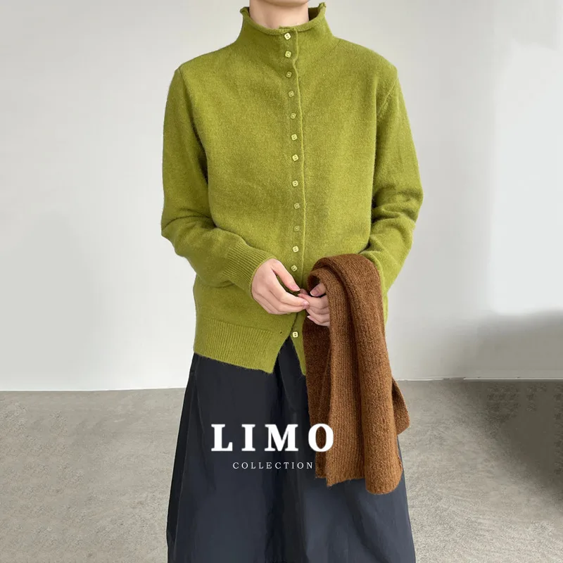 LIMO 2025 الخريف الشتاء موضة الاكريليك البوليستر سترة مشغولة من الصوف المرأة أزرار خاطفة معطف لملابس مكتب عادية اليومية #1