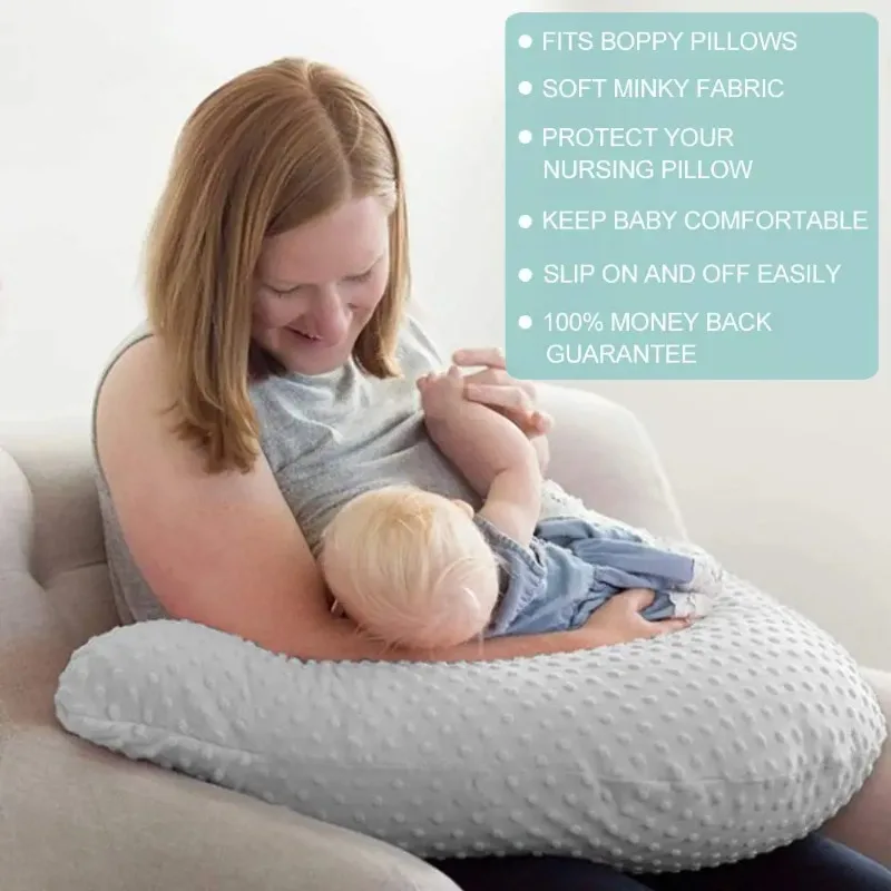 Baby Nursing Pillow Cover  Minky Breastfeeding Pillow Slipcover Ultra Soft Snug Fits On Newborn Nursing Pillow