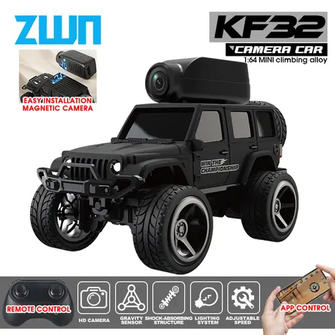 KF32 1:64 RC Mini Climbing Alloy Video Car With LED Light  and HD Camera Radio Remote Control Vehicle Toy for Kids Best Gift