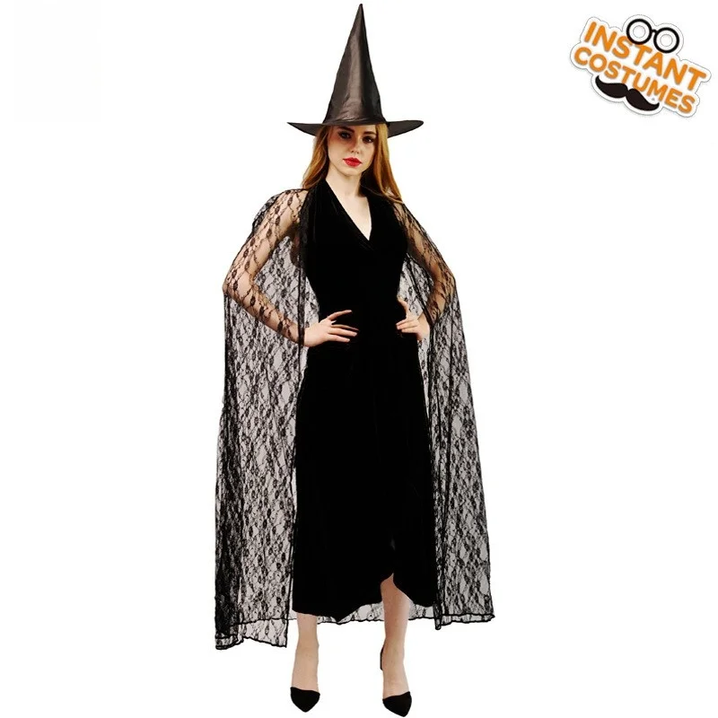 Adult Women's Long Witch Costume loween Stage Performance Outfit Ele Fem Wizard Attire Winter Collection 