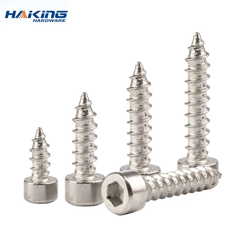 20/55pcs M2 M2.5 M3 M4 M5 M6 Hexagon Hex Socket Cap Head Self Tapping Screw 304 Stainless Steel Allen Head Screw for Speaker