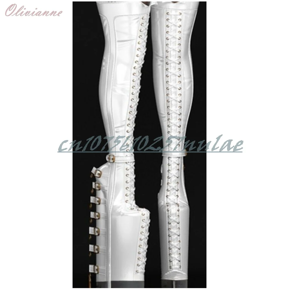 Wedges High Heel Buckle Belts Over the Knee Boots Cross Tied Cospaly Stage Sexy Fashion 2025 Hot Girl Women Shoes Para Mujere
