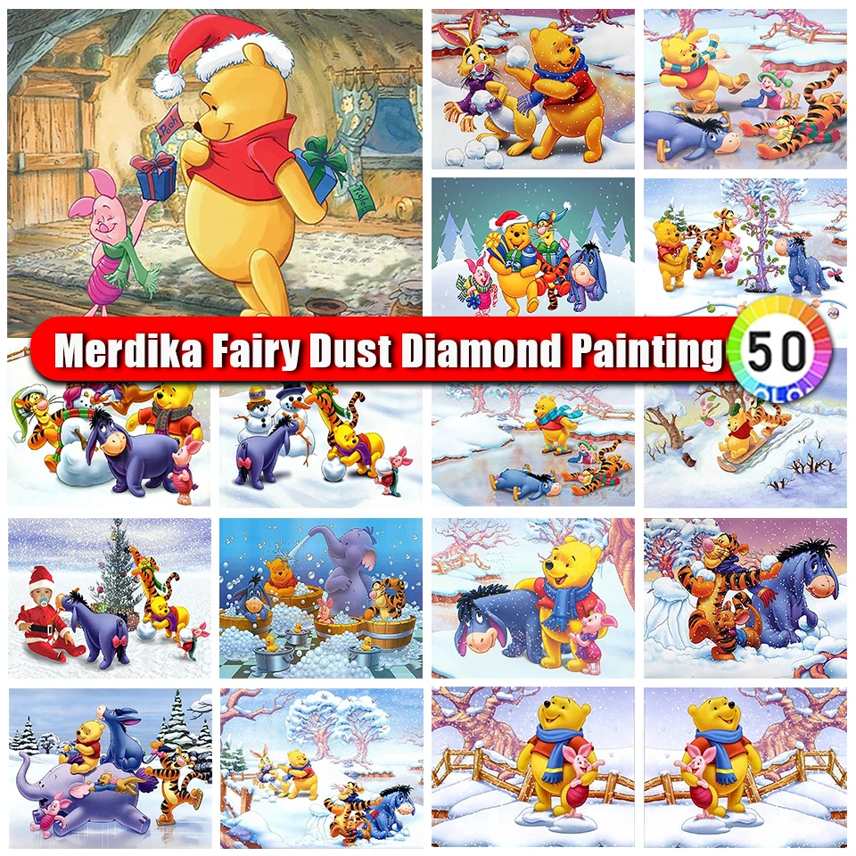 

Merdika Fairy Dust Diamond Painting Winnie The Pooh Full Drill Mosaic DIY Cross Stitch Diamond Embroidery Cartoon Home Decor