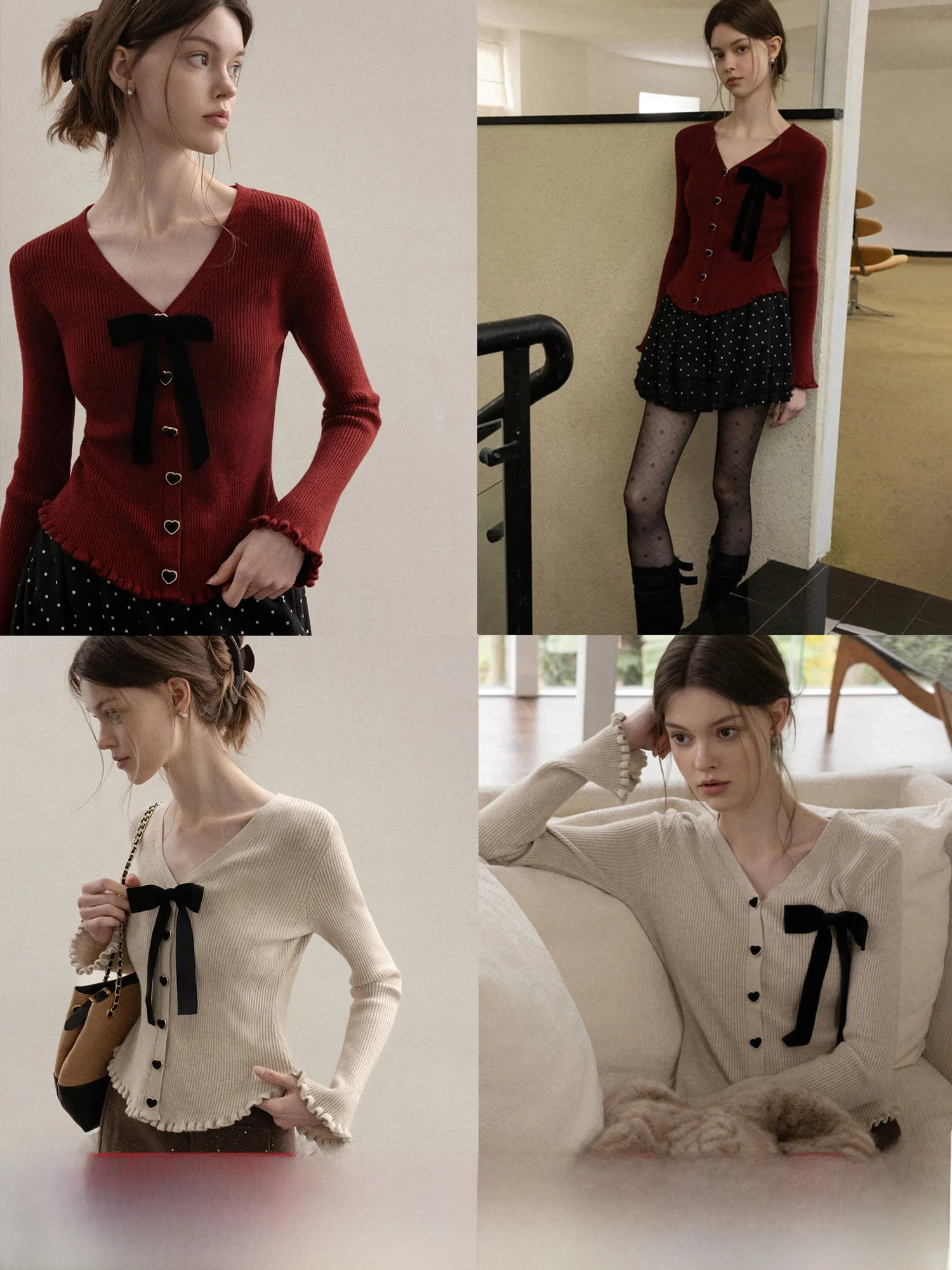 

Красный вязаный свитер с V-образным вырезом для женщин, зимний базовый слой, внутренняя одежда, повседневный облегающий крой, мягкий полиэстер, нейлоновое волокно