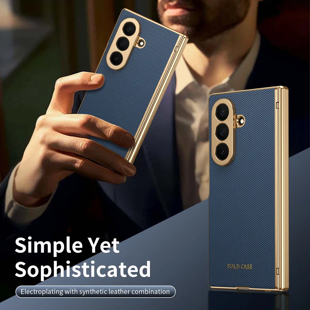 Electroplated Leather Phone Case For Samsung Galaxy Z Fold 8 Ultra Fold8 Ultra Fold 8 Wide Fold8 Wide Fold7 Fold 7 6 5 4 3 5G