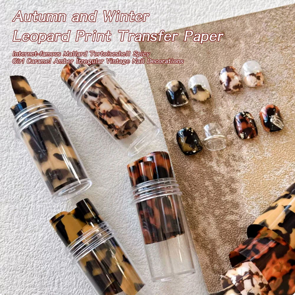 1 rollo de láminas para uñas con estampado de leopardo, papel de transferencia, pegatinas para decoración de uñas con patrón de animales salvajes sexis, calcomanías para manicura para diseño de uñas DIY