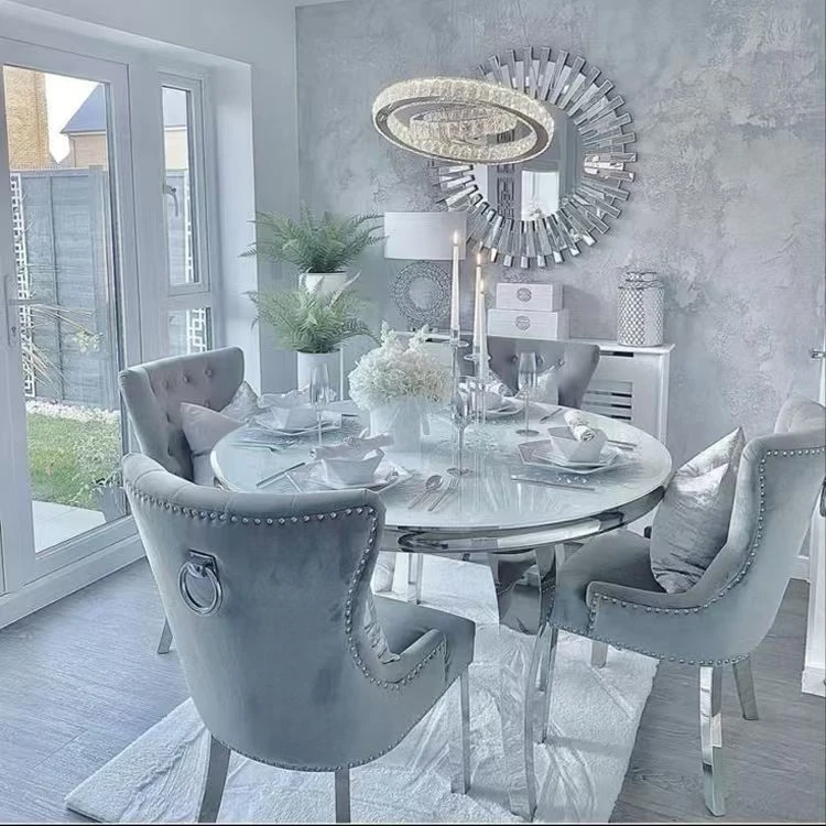Simple Modern Luxury Furniture Dining Room Table and Chairs  Round Dining Table Set 4 Chairs Table and Chairs view 6
