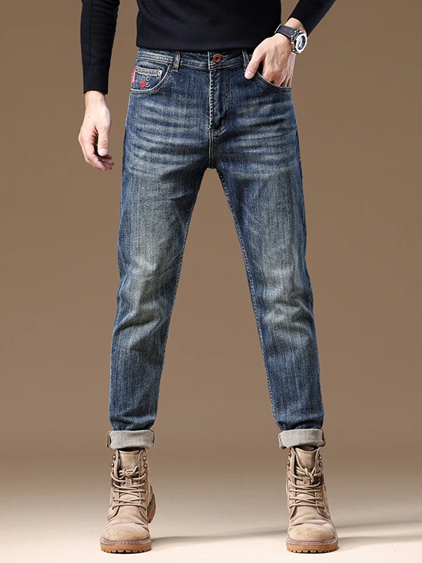 

Hong Kong High Quali Slim Fit Men's Jeans Spring Autumn New Sle Trendy Straight Leg Casual Ankle-Length Pants