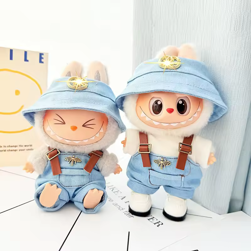 [Baby clothes only] first- and second-generation labubu cloth vinyl blind box pendant baby clothes brown and pink GG set - AliExpress 
