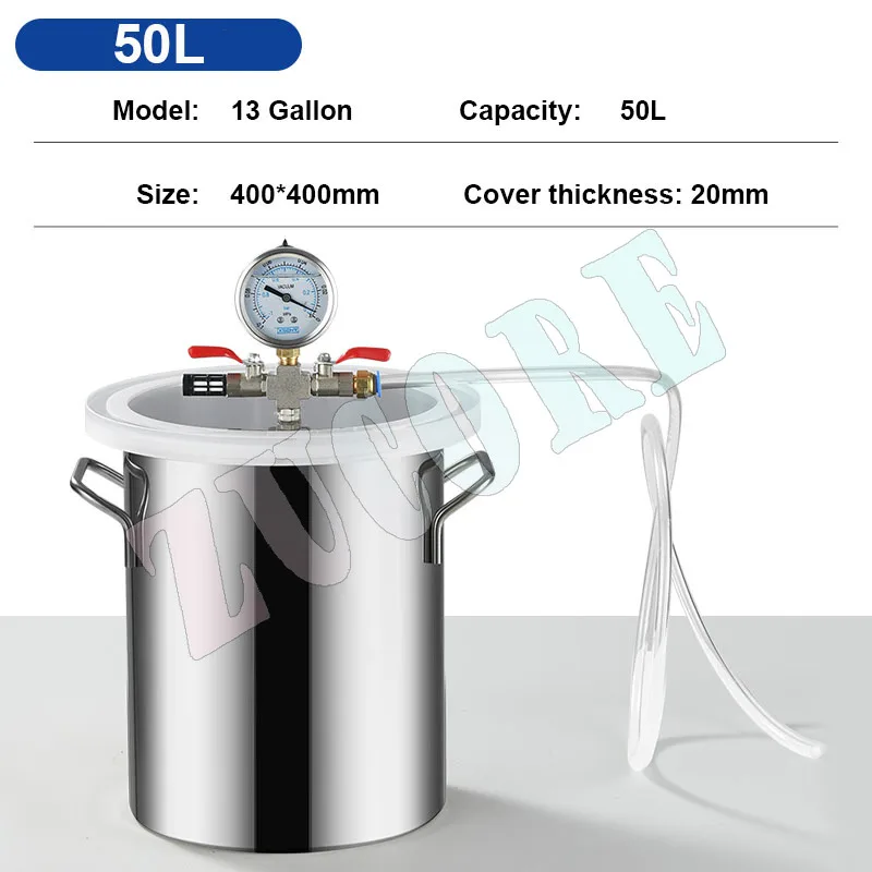 Stainless Steel Vacuum Chamber 2/3/6/13 Gallon Vacuum Defoaming Barrel 6L/12L/21L/50L Vacuum Degassing Chamber Silicone AB