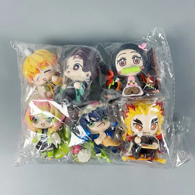 Anime Demon Slayer Birth Flower Series Q-version kawaii Action Figure PVC model Statue Toys Car ornaments Desk Decor Gifts