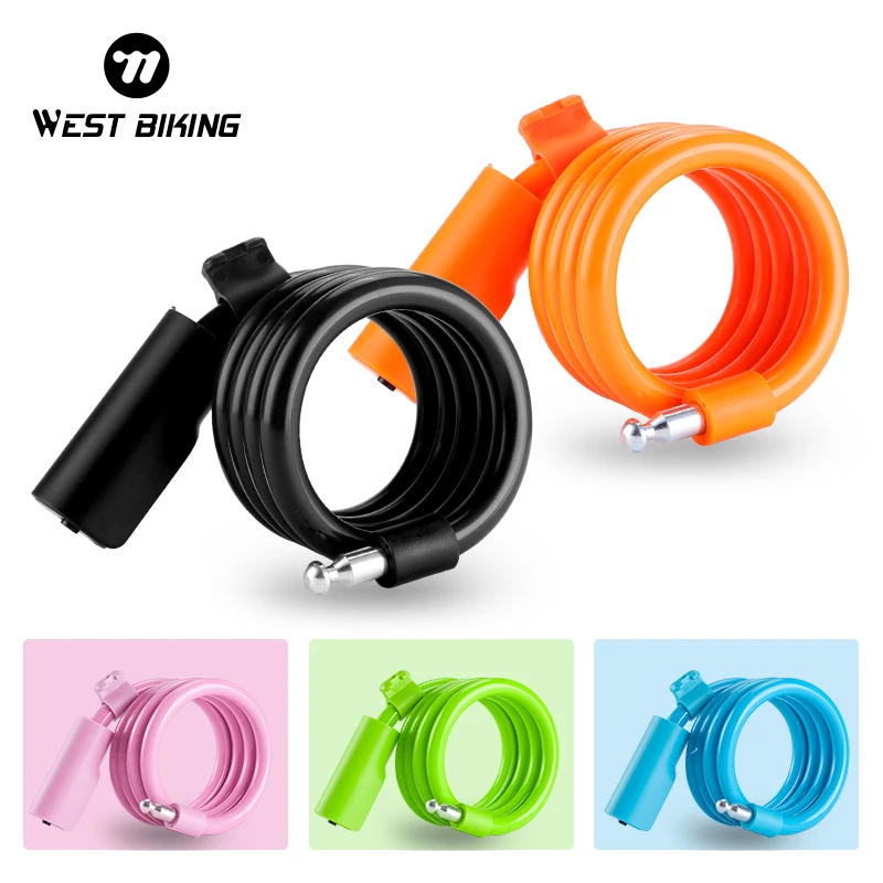 WEST BIKING Bicycle Cable Lock Durable Anti-theft Safety Lock With Bracket Multifunctional Motorcycle Scooter MTB Road Bike Lock