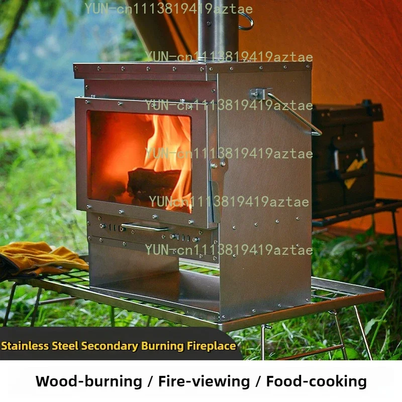 Premium Outdoor Wood-Burning Fireplace Multi-Purpose Winter Heating Camping Grill
