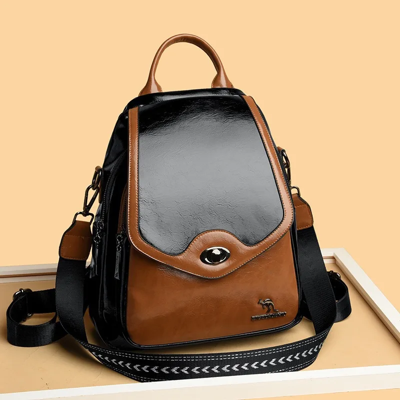 حقيبة كتف نسائية متعددة الوظائف قفل حقيبة ظهر صغيرة بالجملة شتاء جديد اتجاه الشارع حقيبة ظهر نسائية عادية